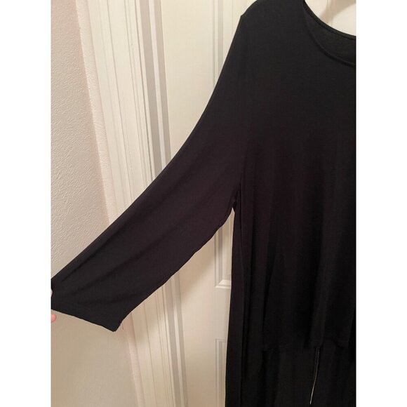 Asymmetrical Black Tunic Dress By Chicos Size 3 Whimsy Goth, Flowing‎ - Picture 9 of 13
